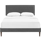 Modway Camille Fabric Full Platform Bed with Squared Tapered Legs - Grey-Center Rail with Support Two Legs