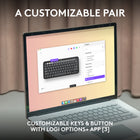 Logitech Pebble 2 Keyboard and Mouse Combo for Mac - Tonal Blue - English-Save Time & Customize Your Way: Instantly access search, screen capture, and more with Fn keys, personalize the 10 Fn keys and the mouse’s middle button with Logi Options+ App 