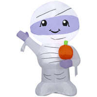 GEMMY Airblown Inflatable Halloween Cute Mummy - 42"-Lights up with bright, energy-efficient LED light