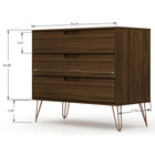 Manhattan Comfort Rockefeller Mid-Century Modern Bedroom Dresser 3-Piece Set - Brown-Recommended for up to a 65" TV.