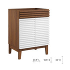 Modway Render 24" Bathroom Vanity Cabinet - White/Walnut-Adjustable Storage Shelf