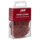 JAM Paper Circular Paper Clips - Round - Red - 50 Pack-Size: 1 inch (Diameter) | Keep your stacks of paper organized with coloured paper clips