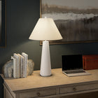 Hudson&Canal Ingalls 28" Tall Monochrome Table Lamp with Fabric Shade - Matte White/White-Includes a 6 ft. cord with rotary socket switch