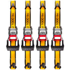 CAT 4-Piece 16' Heavy-Duty Ratcheting Tie Down Straps-Hardware: Double J-hooks designed for high-capacity anchor points
