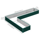 Outsunny L-Shaped Raised Garden Bed - 82" L x 109" W x 12" H - Green-Upgraded structure with reinforcement bars 