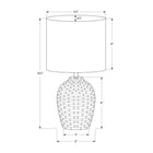 Monarch Specialties 17" H Contemporary Table Lamp - Ivory Ceramic / Ivory / Cream Shade-Designed with a user-friendly on/off turn knob for up to a 60W standard bulb (not included), this lamp ensures easy operation, allowing you to effortlessly illuminate your space