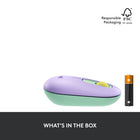 Logitech POP Wireless Mouse - Daydream-Plastic parts in POP Mouse include certified post consumer recycled plastic (Blast: 46%; Daydream, Heartbreaker and Mist: 29%; Cosmos: 27%*). Excludes printed wiring assembly (PWA) plastics, and packaging