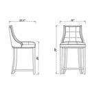 Manhattan Comfort Fifth Avenue 19" Traditional Faux Leather Upholstered Counter Stool - Pearl White and Walnut - 3 Pack-Upholstered in Faux Leather with Foam Padding