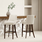 Manhattan Comfort Beever 18.9" Modern Chenille Upholstered Barstool - Cream - 2 Pack-Upholstered in Luxurious Chenille with Foam Padding