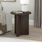 Hudson&Canal Anders 20"W Round Side Table - Alder Brown-Finished in wood-look alder brown