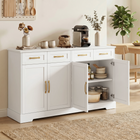 HOMCOM 55" Modern Farmhouse Sideboard Buffet Cabinet with Multi Storage Doors & Drawers - White-Four drawers and double doors sort plates, mugs, utensils neatly