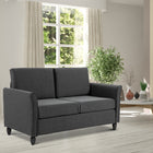 HOMCOM 56" Loveseat Sofa with Wooden Legs - Dark Grey-Easy-to-clean linen upholstery with plush foam cushion for utmost comfort