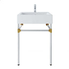 Modway Redeem 24" Silver Stainless Steel Wall-Mount Bathroom Vanity - Silver/White-Non-Marking Foot Caps