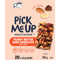 Pick Me Up Provisions Dark Chocolate Nut Bar - 20 g - Peanut Butter - 20 Pack-20 individually wrapped bars per box (20g per bar)