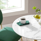 Modway Lippa 28" Round Faux Marble Dining Table - Gold White-Seats 2