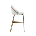 Manhattan Comfort Gracie 22" Modern Leatherette Upholstered Barstool - White and Gold-Seat Height: 29.1 in