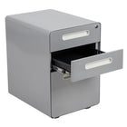 Flash Furniture Ergonomic 3-Drawer Legal/Letter Locking Mobile Filing Cabinet - Grey-File drawer with filing conversion bar - file letter, legal, A4, F4