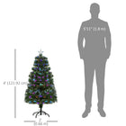 HOMCOM 4' Pre-Lit Artificial Christmas Tree with Top Star and Optic Fiber - Green-Material: PVC, Metal Stand 