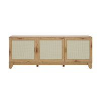 Manhattan Comfort Sheridan 62.99" Mid-Century Modern TV Stand - Nature-Modern Cane Free Standing TV Stand for Living Room Use