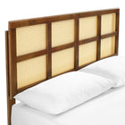 Modway Sidney Cane and Wood Queen Platform Bed with Splayed Legs - Walnut-Rubberwood Legs