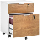 HOMCOM 2-Drawer Letter/A4 Filing Cabinet - Nature Wood-A small drawer accommodates office supplies
