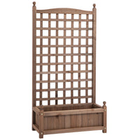 Outsunny Raised Garden Bed with Trellis for Climbing Vines - Brown-Trellis frame design can place vines or hang small flowerpots
