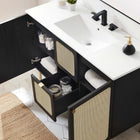 Modway Chaucer 48" Single Sink Bathroom Vanity - Black/White-Rattan Weave Doors