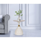 Brassex Rowan Accent Table - White-Inlaid top