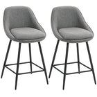 HOMCOM 26" Counter Height Swivel Bar Stools - Dark Grey - 2 Pack-A set of two modern bar stools creates a coordinated look
