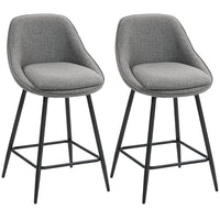 HOMCOM 26" Counter Height Swivel Bar Stools - Dark Grey - 2 Pack-A set of two modern bar stools creates a coordinated look
