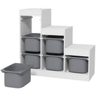 Qaba Toy Storage Organizer with 6 Plastic Bins - White-Six removable bins simplify playtime and enhance quick cleanup 