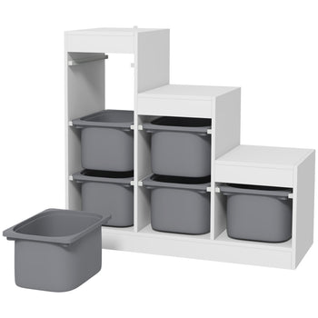 サンドボックス　6台 Qaba Toy Storage Organizer with 6 Plastic Bins - White | staples.ca