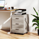 Vinsetto 3-Drawer Letter/A4 Filing Cabinet with Lock & Wheels - Grey Wood Grain-4 universal wheels with 2 front lockable for safety
