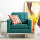 Modway Loft Upholstered Fabric Armchair - Teal-Tufted Seat and Back with Buttons