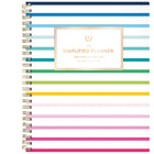 Emily Ley Simplified 2026-27 Weekly/Monthly Planner - 11" x 9" - Happy Stripe - Bilingual-12 tabbed months: July 2026 - June 2027