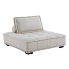 Modway Saunter Tufted Fabric Armless Chair - Beige-Sectional Sofa Armless Chair
