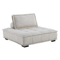 Modway Saunter Tufted Fabric Armless Chair - Beige-Sectional Sofa Armless Chair