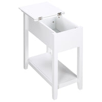 HOMCOM Flip Top End Table - White-Modern and elegant design makes the small side table fit any decor