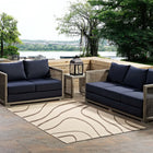 Modway Surge Swirl Abstract Indoor/Outdoor Area Rug - 5 ft W x 8 ft L - Light/Dark Beige-Tight Low Pile Weave