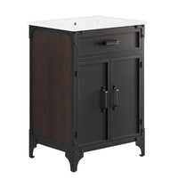 Modway Steamforge 24" Bathroom Vanity - White/Black-Industrial Modern Bathroom Vanity