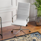 Plata Import Antoni Office Chair Leather Upholstery High Back Metal Frame - White-High-back modern style