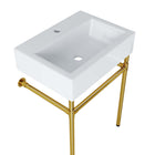 Modway Redeem 24" Wall-Mount Gold Stainless Steel Bathroom Vanity - Gold/White-Non-Marking Foot Caps