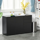 HOMCOM 46.1" L High Gloss Buffet Sideboard with 2 Drawers - Black-Features 2 drawers, 2-door cabinets, and a flat tabletop