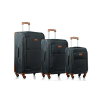 Champs Luggage Classic Collection 3-Piece Soft Side Set, Grey (C5010-Grey)-Durable ABS Plastic