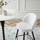 Modway Cordial Performance Velvet Counter Stools - White - Set of 2-Matte Black Metal Legs