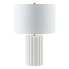 Hudson&Canal Seren 23" Tall Table Lamp with Fabric Shade - Matte White/Brass/White-Modern and contemporary design for your living room, workspace, or bed side table