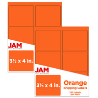 JAM Paper Mailing Address Labels - 3 1/3 x 4 - Orange - 2 sets of 120-9.6 ounce