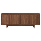 Hudson&Canal Aelin TV Stand for TV's up to 75" - Satin Walnut-A modern contemporary design accommodates TVs up to 75" for your entertaining space