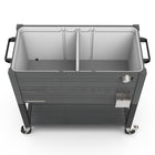 Permasteel 80 qt Wood Grain Rolling Patio Cooler with Divider - Grey-Extended cooling power keeps drinks chilled for up to 36 hours