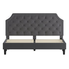 Flash Furniture Brighton King Size Tufted Upholstered Platform Bed - Dark Grey Fabric-Silver Nailhead Trim